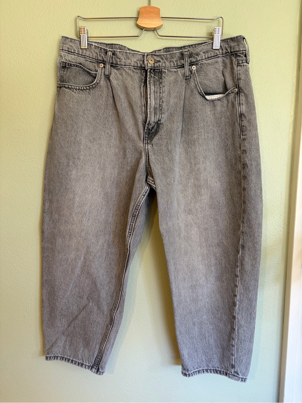 GAP Barrel Jean High Rise, Gray, Size 16 SHORT